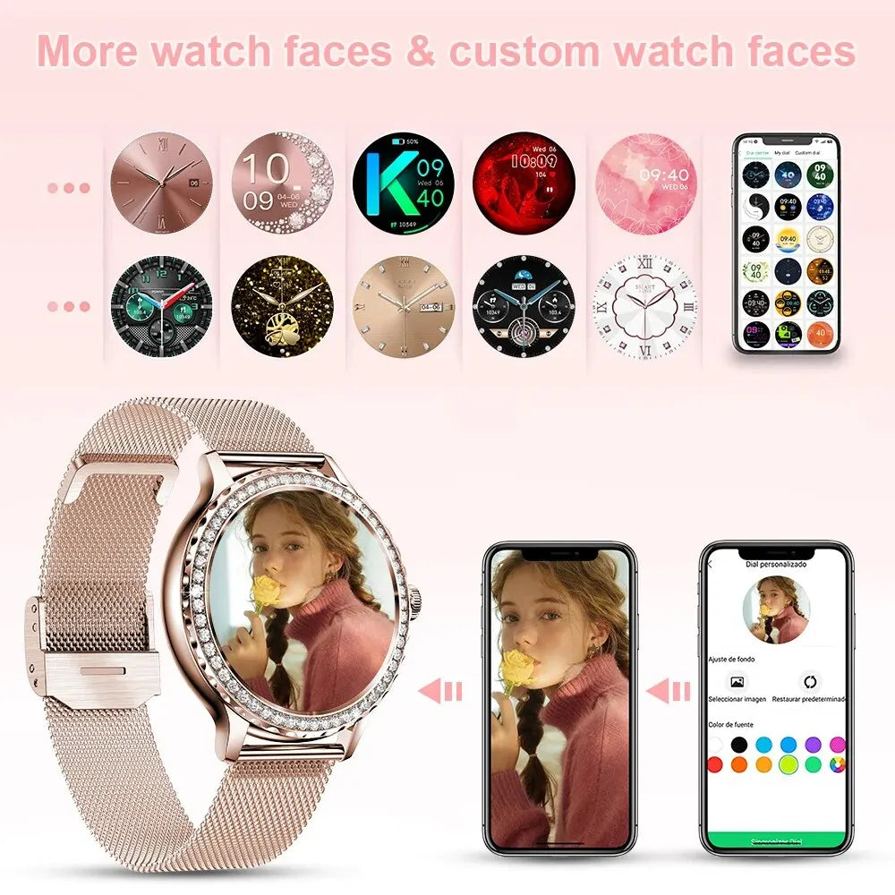 Rose Gold Smart Watch for Women with Bluetooth Call & 100+ Sports Modes