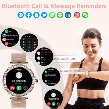 Rose Gold Smart Watch for Women with Bluetooth Call & 100+ Sports Modes