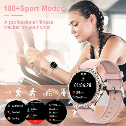 Rose Gold Smart Watch for Women with Bluetooth Call & 100+ Sports Modes