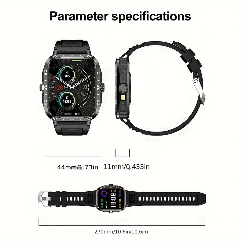 Outdoor Sports Watch with LED Altimeter, 100+ Sports Modes & 300mAh Battery