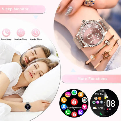 Rose Gold Smart Watch for Women with Bluetooth Call & 100+ Sports Modes