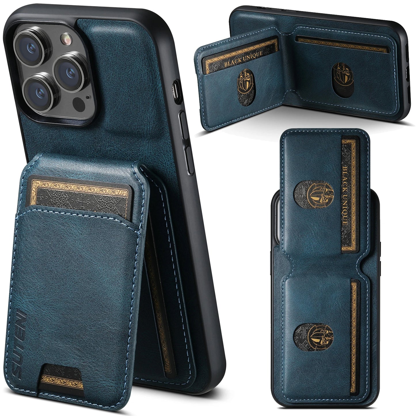 Leather Magnetic Card Holder Wallet Case for iPhone