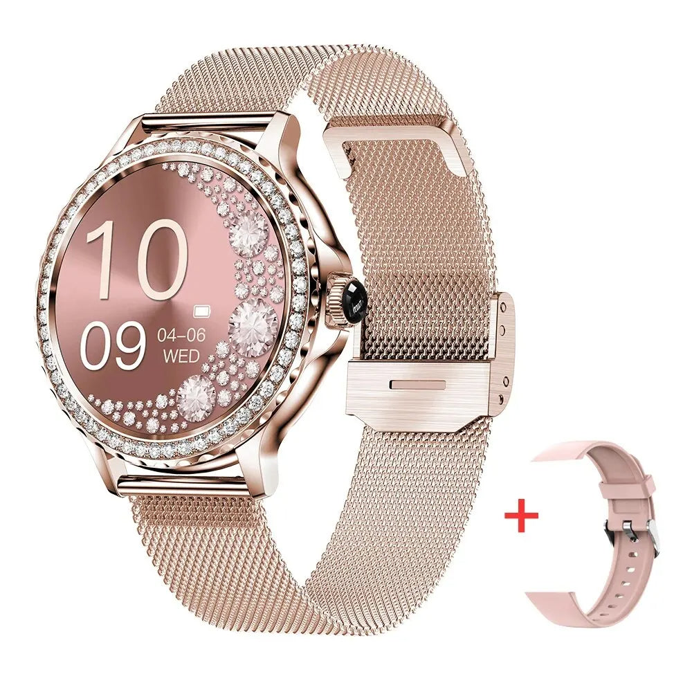 Rose Gold Smart Watch for Women with Bluetooth Call & 100+ Sports Modes